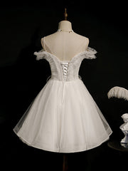 White Homecoming Dress Cute Puffy Short Party Cocktail Dress