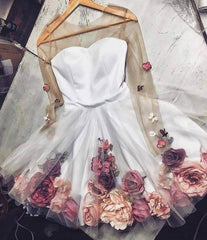 White Homecoming Dress Tulle Appliques Short Party Cocktail Dress