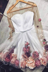 White Homecoming Dress Tulle Appliques Short Party Cocktail Dress