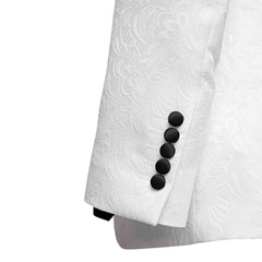 White Jacquard Two Piece Shawl Lapel Wedding Suit