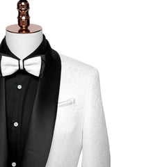 White Jacquard Two Piece Shawl Lapel Wedding Suit