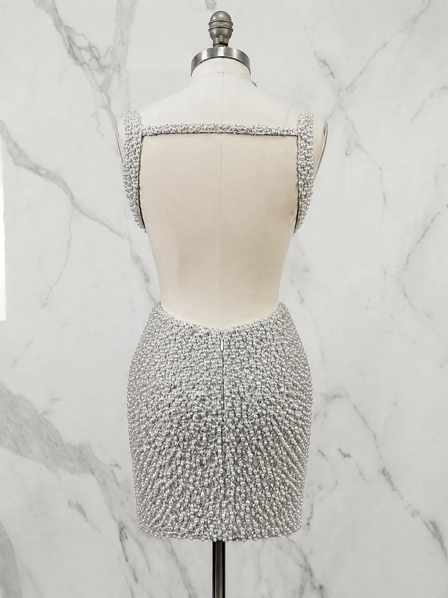 White V Neck Pearl Embellished Short Homecoming Dress