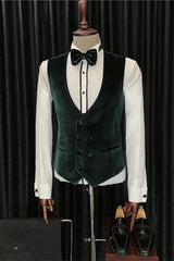 White Velvet Shawl Lapel Three Piece Wedding Suit