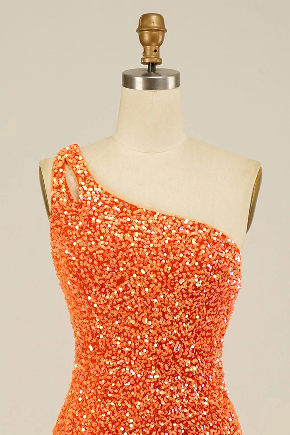 Yellow Homecoming Dresses Open Back One Shoulder Sequin Tight Cocktail Dresses