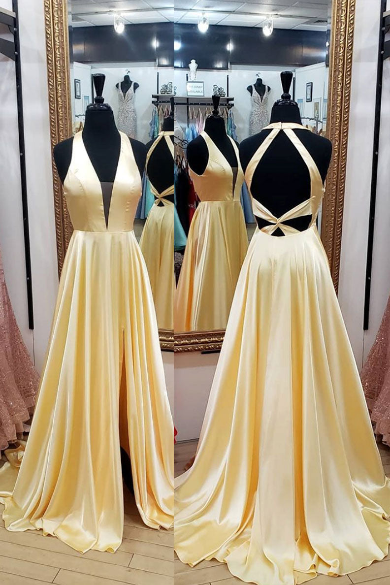 Yellow Prom Dress Prom Dress Satin Long Evening Dress
