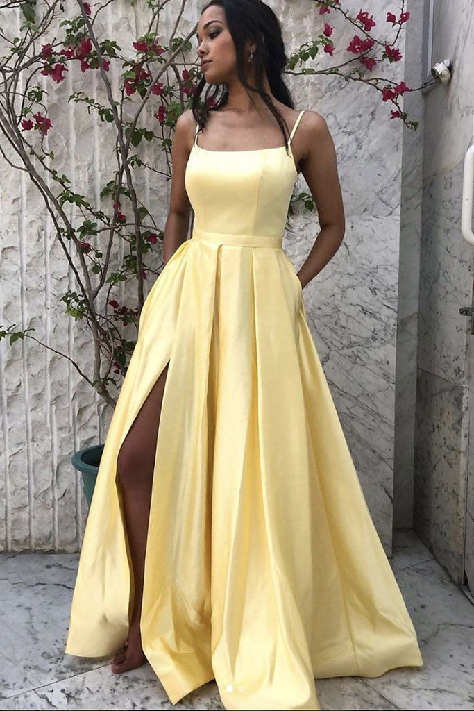 Yellow Prom Dress Prom Dress Satin Long Formal Evening Dress
