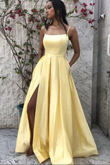 Yellow Prom Dress Prom Dress Satin Long Formal Evening Dress