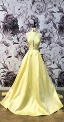 Yellow Prom Dress Satin Long Evening Dress
