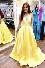 Yellow Prom Dress Satin Long Formal Evening Dress