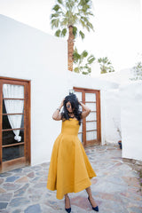 Yellow Prom Dress Short Satin Evening Dress