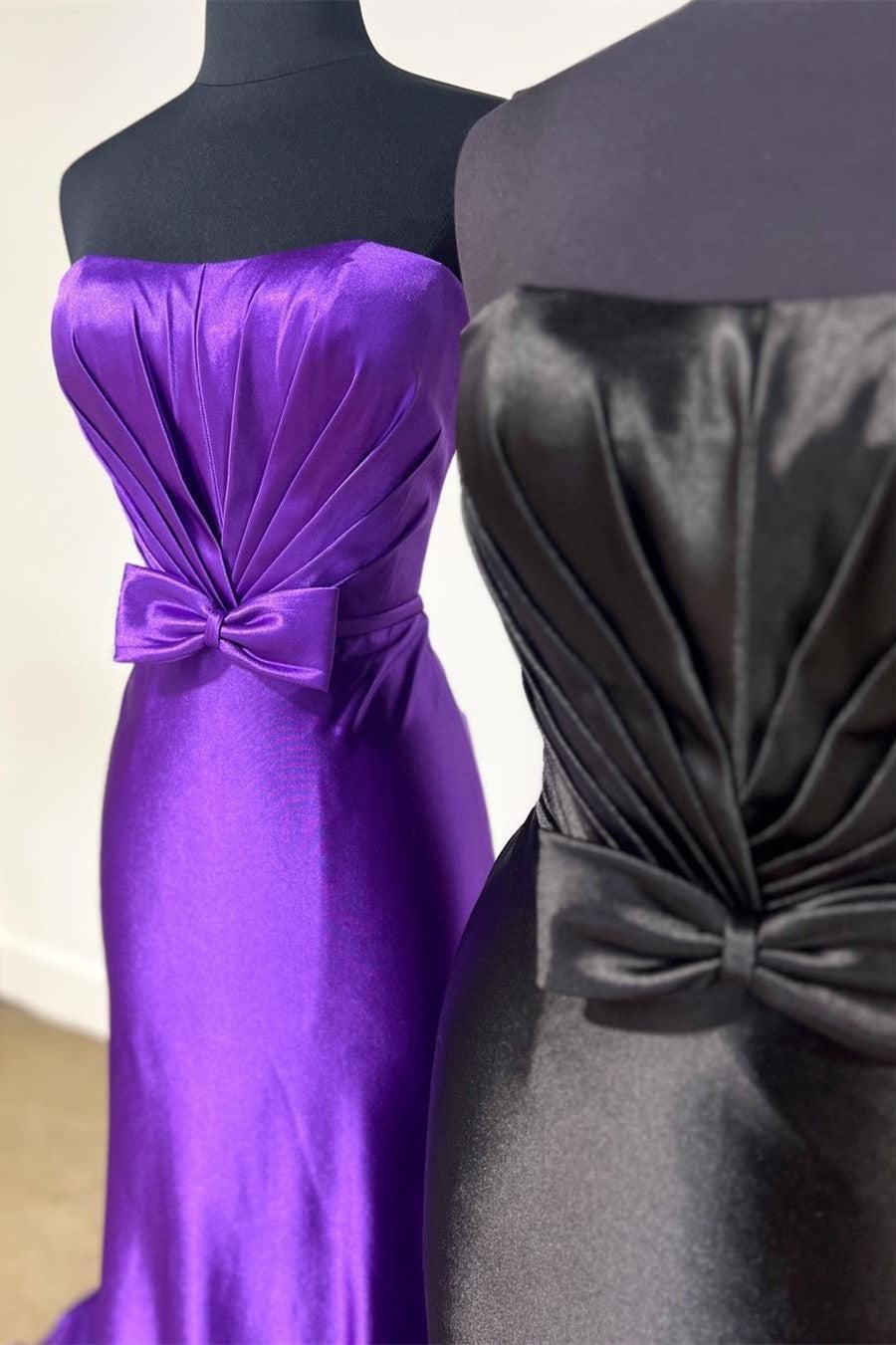 Yellow Prom Dress Strapless Bow Mermaid Long Evening Dress