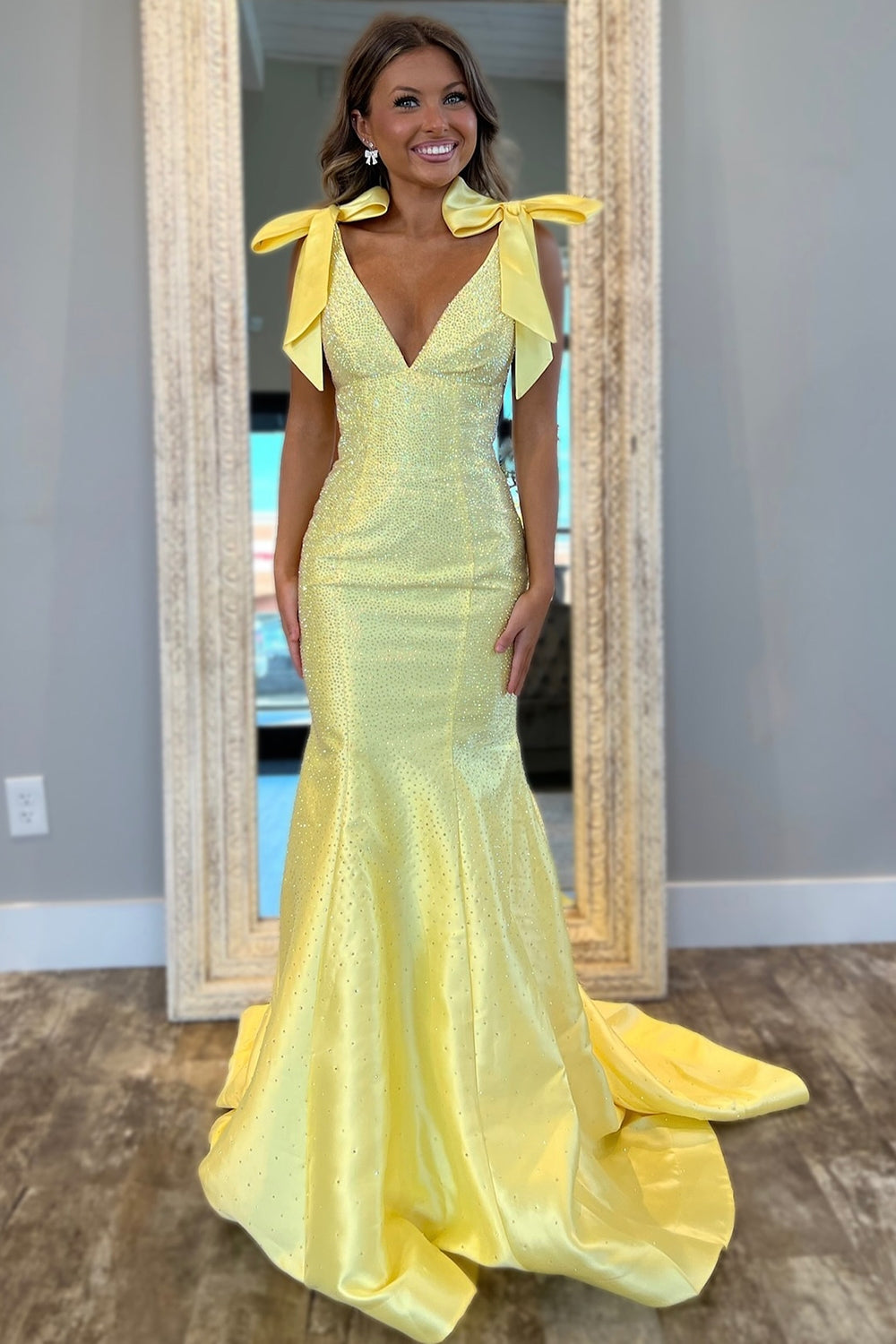 Yellow Prom Dress Sweetheart Mermaid Long Evening Dress