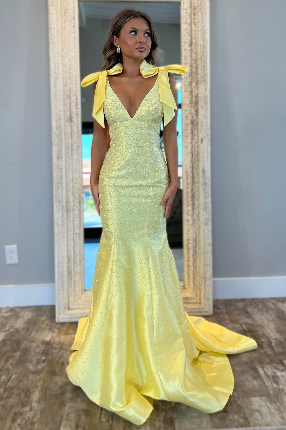 Yellow Prom Dress Sweetheart Mermaid Long Evening Dress