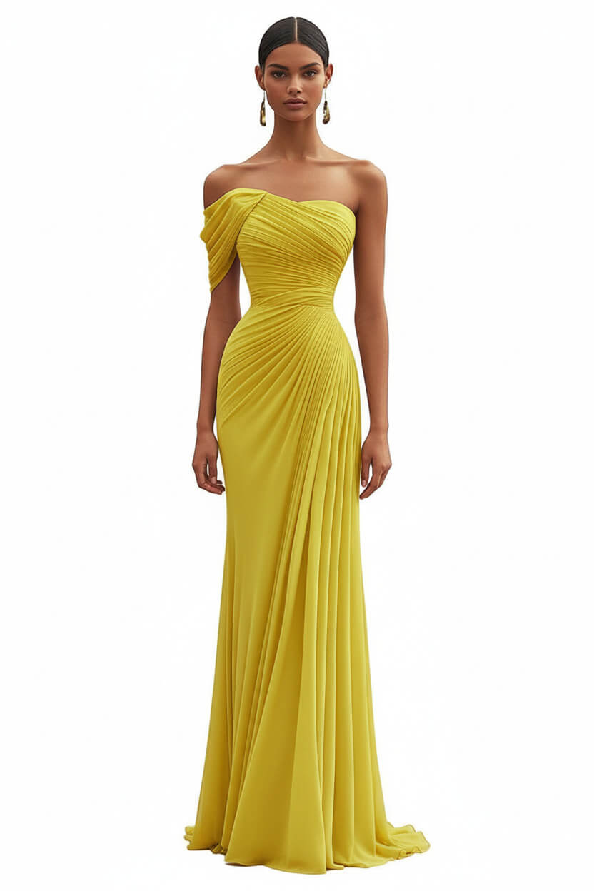 Dressystars One Shoulder Ruched Mermaid Dark Green Wedding Guest Dress Long Formal Dress