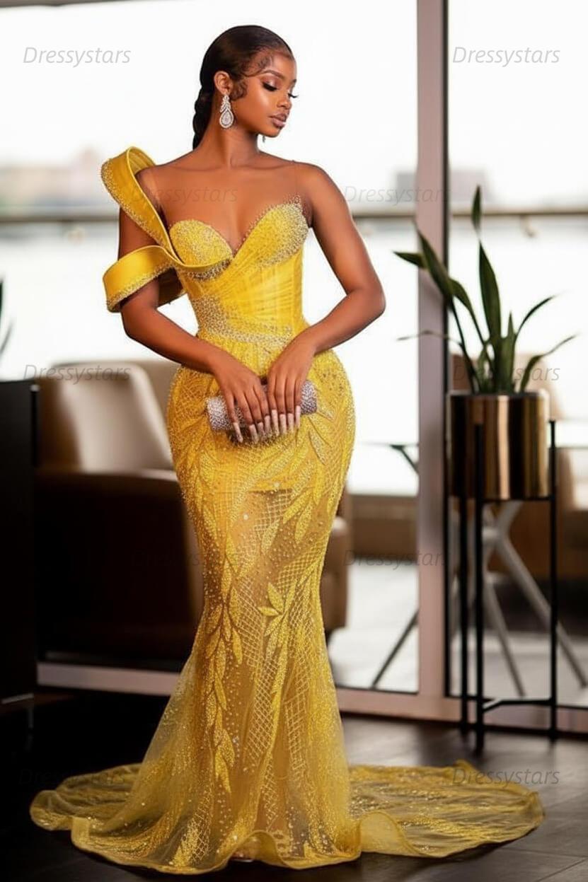 Mermaid Jewel Floor Length Sleeveless Appliques Lace Sequined Prom Dress