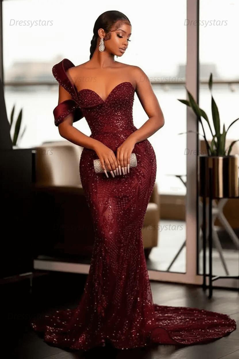 Mermaid Jewel Floor Length Sleeveless Appliques Lace Sequined Prom Dress