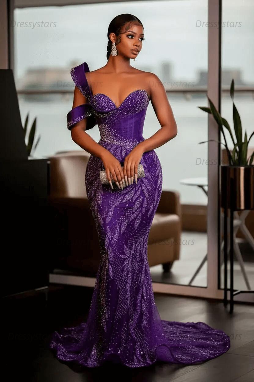 Mermaid Jewel Floor Length Sleeveless Appliques Lace Sequined Prom Dress