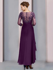 Tea-Length Mother of the Bride Dresses with A-Line and Princess Scoop Necklines