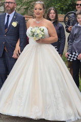 Dressystars Plus Size Wedding Dresses Sweetheart Neck A Line Bridal Gowns with Lace Appliques