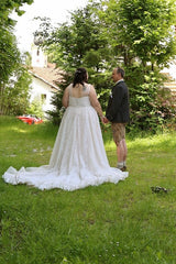 Dressystars Plus Size Wedding Dresses V Neck A Line Tulle Lace Bridal Gowns