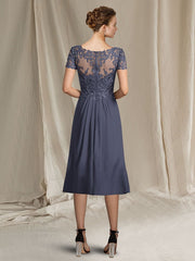 V-Neck A-Line Princess Tea-Length Dresses for the Mother of the Bride